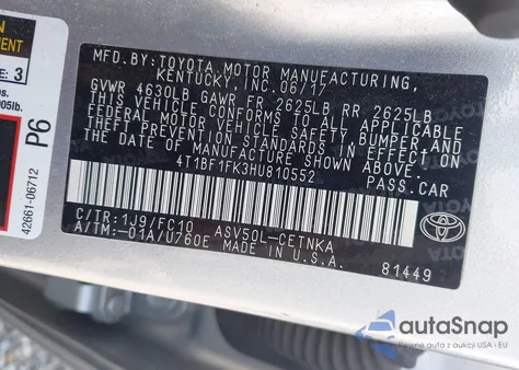 2017 Toyota Camry Le from USA, damaged, VIN 4T1BF1FK3HU810552